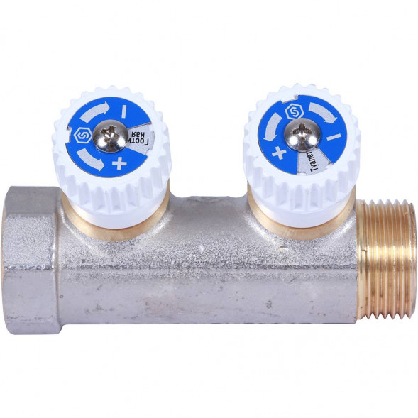 SMB 6852 341202 STOUT Коллектор распределительный 3/4 , 2 отвода 1/2  плоское уплотнение