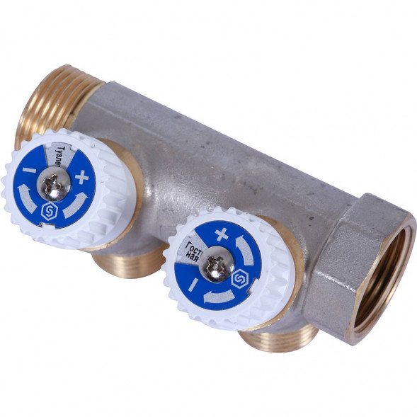 SMB 6852 341202 STOUT Коллектор распределительный 3/4 , 2 отвода 1/2  плоское уплотнение