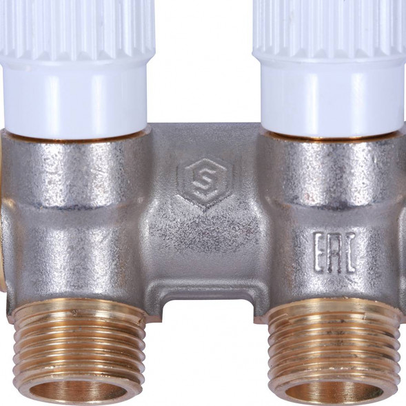 SMB 6852 341202 STOUT Коллектор распределительный 3/4 , 2 отвода 1/2  плоское уплотнение