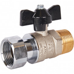 Кран шаровой STOUT 3/4x3/4 с накидной гайкой, НР/накидная гайка, ручка бабочка