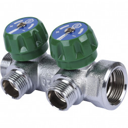 SMB-6850-341202 STOUT Коллектор регулирующий 3/4 , 2 отвода 1/2 под компрессионный фитинг для полимерных труб