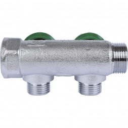 SMB-6850-341202 STOUT Коллектор регулирующий 3/4 , 2 отвода 1/2 под компрессионный фитинг для полимерных труб
