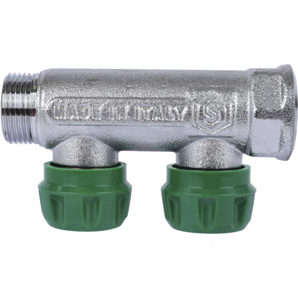SMB-6850-341202 STOUT Коллектор регулирующий 3/4 , 2 отвода 1/2 под компрессионный фитинг для полимерных труб