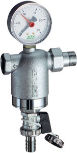 Фильтр 1/2" НР-ВР, с манометром, 100мкм, Max: 95 °C, 25 бар FAR