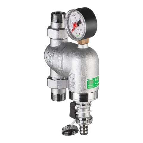 Фильтр 1/2" НР , с манометром, Поворотное соединение 100мкм, Max: 95 °C, 25 бар FAR