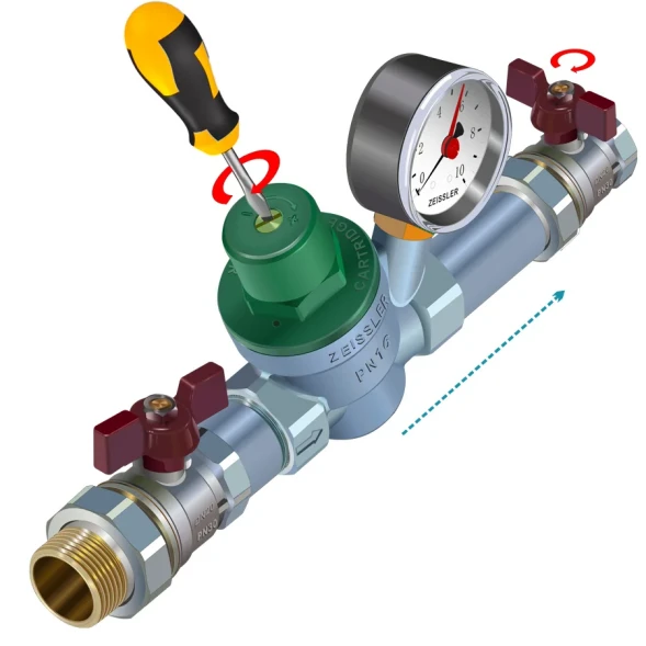Редуктор давления мембранный 1/2" (ВР-ВР) никелированный ZEISSLER