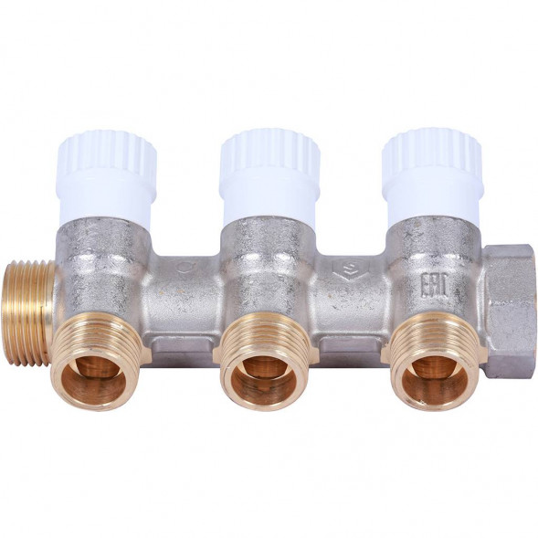 SMB 6852 341203 STOUT Коллектор распределительный 3/4 , 3 отвода 1/2  плоское уплотнение
