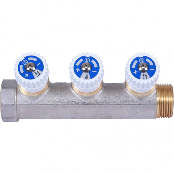 SMB 6852 341203 STOUT Коллектор распределительный 3/4 , 3 отвода 1/2  плоское уплотнение