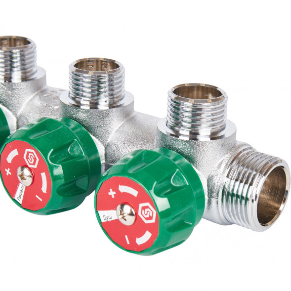 SMB-6850-341203 STOUT Коллектор регулирующий 3/4 , 3 отвода 1/2 под компрессионный фитинг для полимерных труб