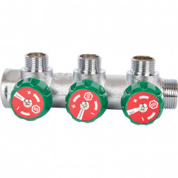 SMB-6850-341203 STOUT Коллектор регулирующий 3/4 , 3 отвода 1/2 под компрессионный фитинг для полимерных труб