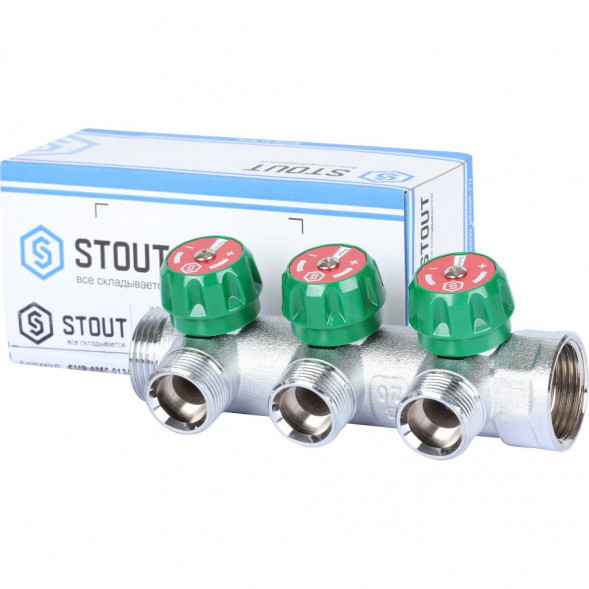 SMB-6850-013403 STOUT Коллектор регулирующий 1 , 3 отвода 3/4  ЕК
