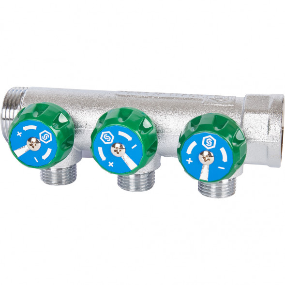 SMB-6850-011203 STOUT Коллектор регулирующий 1 , 3 отвода 1/2 под компрессионный фитинг для полимерных труб