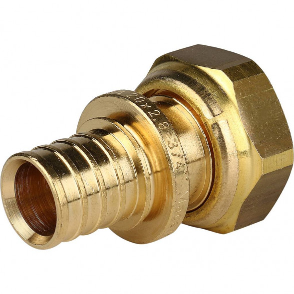 SFA-0019-002034 STOUT Переходник с накидной гайкой 20xG 3/4  для труб из сшитого полиэтилена аксиальный (3400C7H052028B)