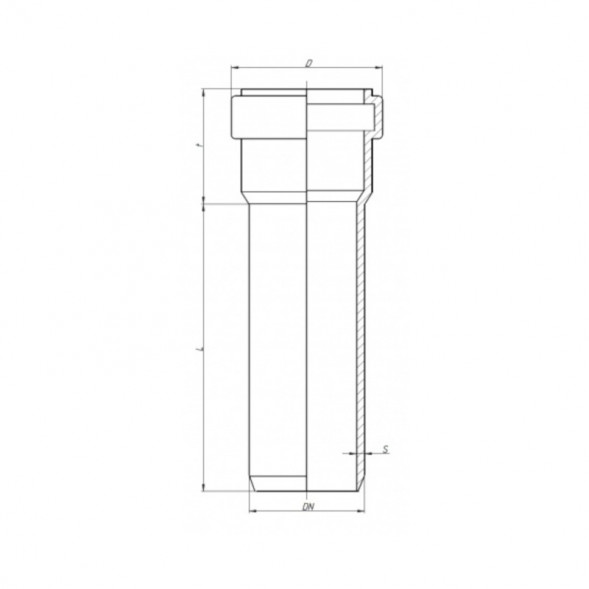 Труба канализационная с раструбом 32 х 150 мм белая, HTEMw