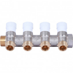 SMB 6852 341204 STOUT Коллектор распределительный 3/4 , 4 отвода 1/2  плоское уплотнение