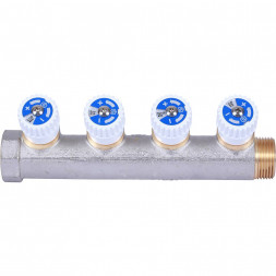 SMB 6852 341204 STOUT Коллектор распределительный 3/4 , 4 отвода 1/2  плоское уплотнение