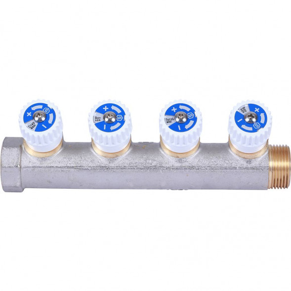 SMB 6852 341204 STOUT Коллектор распределительный 3/4 , 4 отвода 1/2  плоское уплотнение