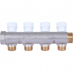 SMB 6852 341204 STOUT Коллектор распределительный 3/4 , 4 отвода 1/2  плоское уплотнение