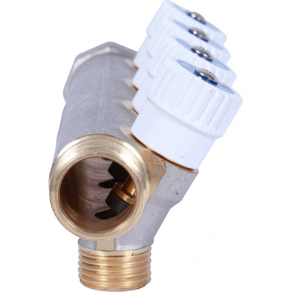 SMB 6852 341204 STOUT Коллектор распределительный 3/4 , 4 отвода 1/2  плоское уплотнение