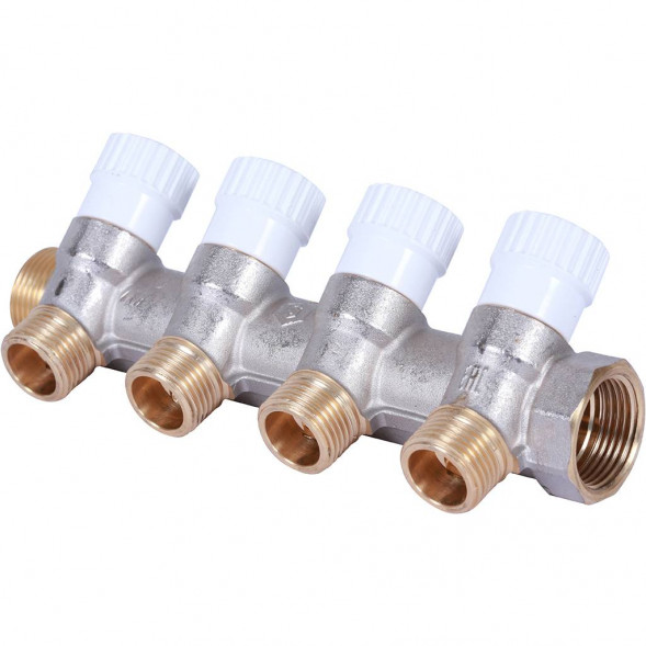 SMB 6852 341204 STOUT Коллектор распределительный 3/4 , 4 отвода 1/2  плоское уплотнение