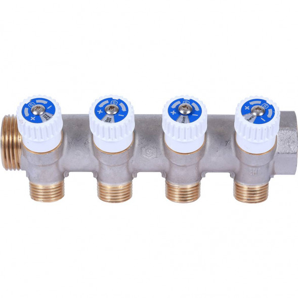 SMB 6852 341204 STOUT Коллектор распределительный 3/4 , 4 отвода 1/2  плоское уплотнение