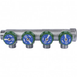 SMB-6850-341204 STOUT Коллектор регулирующий 3/4 , 4 отвода 1/2 под компрессионный фитинг для полимерных труб