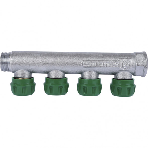 SMB-6850-341204 STOUT Коллектор регулирующий 3/4 , 4 отвода 1/2 под компрессионный фитинг для полимерных труб